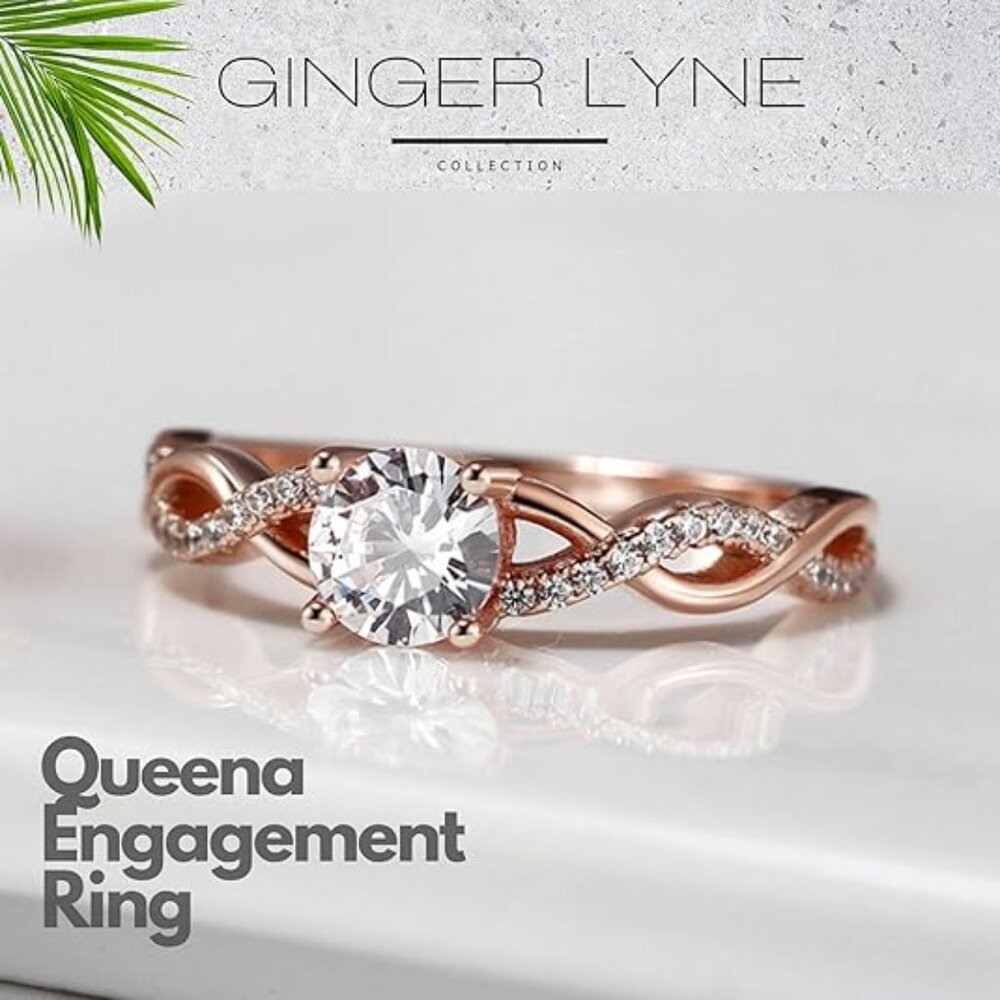 Twist CZ Engagement Rings for Women by Ginger Lyne - Picture 2 of 14